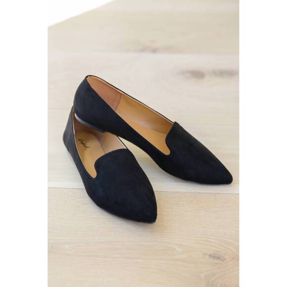 NEW QUPID women's classic suede flats in black - Picture 1 of 4